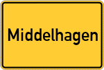 Place name sign Middelhagen, Rügen