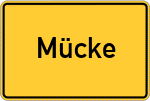 Place name sign Mücke