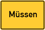 Place name sign Müssen, Kreis Herzogtum Lauenburg