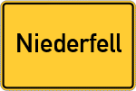 Place name sign Niederfell, Mosel