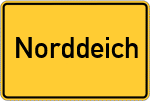 Place name sign Norddeich, Dithmarschen
