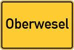 Place name sign Oberwesel, Rhein