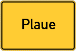 Place name sign Plaue, Thüringen