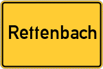 Place name sign Rettenbach, Kreis Günzburg