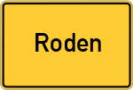 Place name sign Roden, Unterfranken