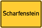 Place name sign Scharfenstein, Erzgebirge