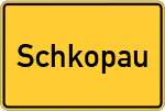 Place name sign Schkopau