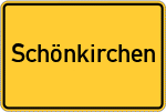 Place name sign Schönkirchen, Holstein