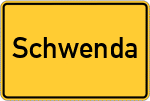 Place name sign Schwenda