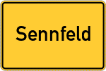 Place name sign Sennfeld, Unterfranken
