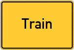 Place name sign Train