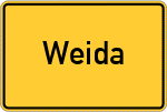 Place name sign Weida, Thüringen