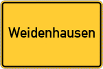 Place name sign Weidenhausen, Kreis Wittgenstein