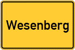 Place name sign Wesenberg, Holstein