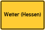 Place name sign Wetter (Hessen)