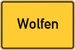 Place name sign Wolfen, Anhalt