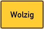 Place name sign Wolzig
