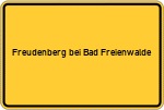 Place name sign Freudenberg bei Bad Freienwalde