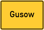 Place name sign Gusow