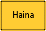 Place name sign Haina