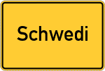 Place name sign Schwedi