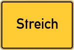 Place name sign Streich