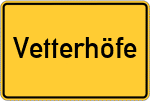 Place name sign Vetterhöfe