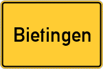 Place name sign Bietingen