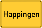 Place name sign Happingen