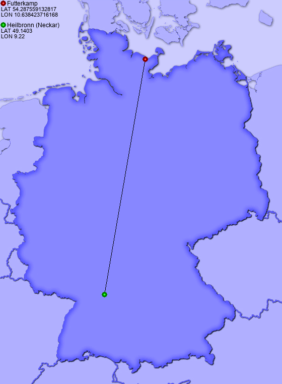 Distance from Futterkamp to Heilbronn (Neckar)