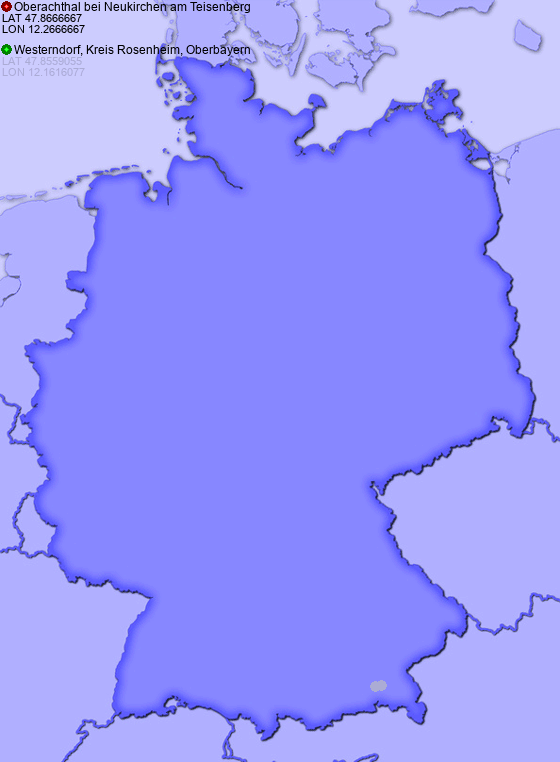 Distance from Oberachthal bei Neukirchen am Teisenberg to Westerndorf, Kreis Rosenheim, Oberbayern