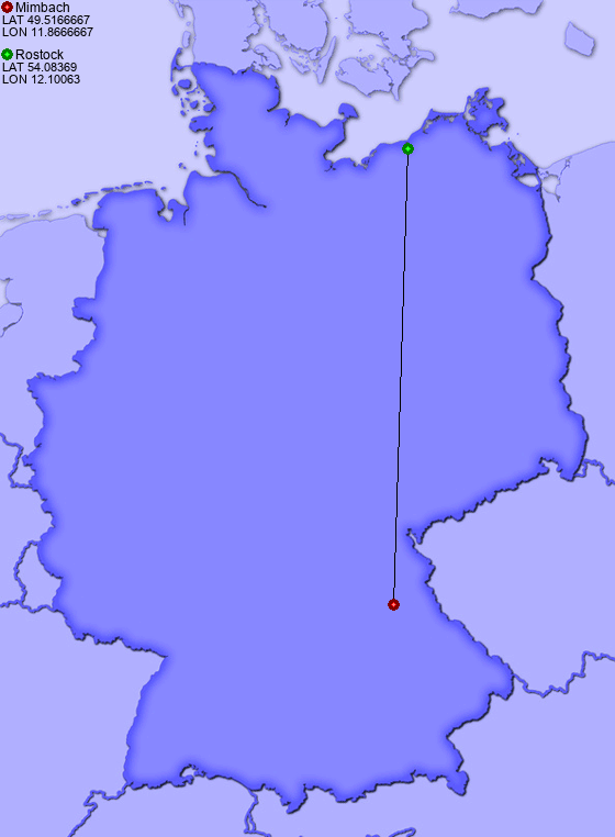 Distance from Mimbach to Rostock