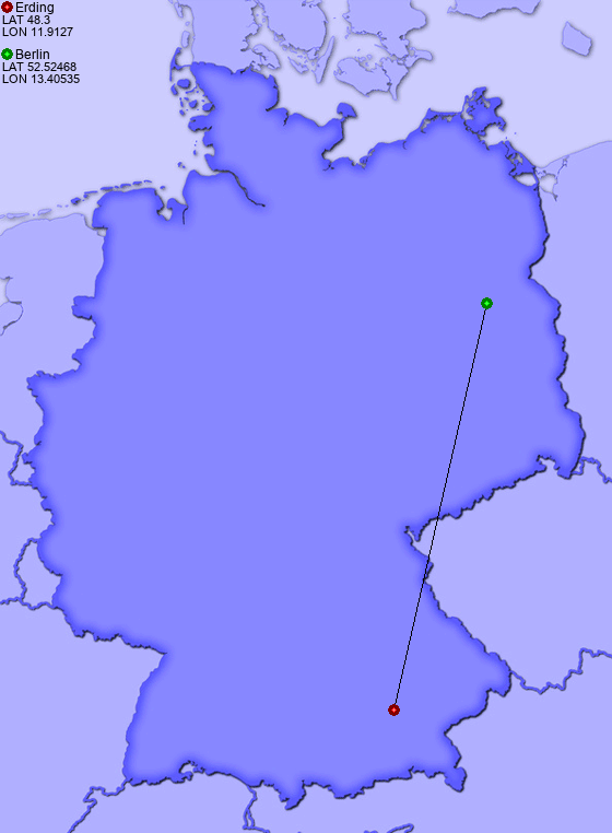 Distance from Erding to Berlin