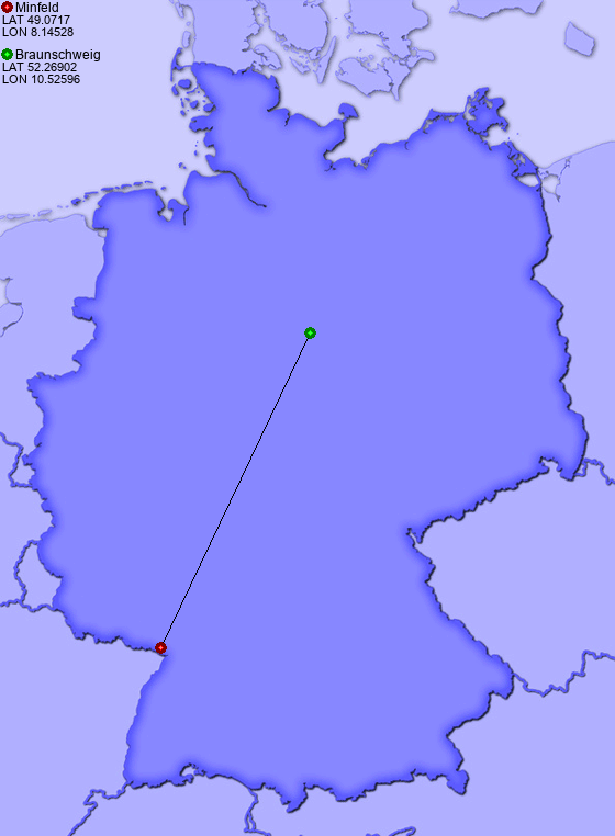 Distance from Minfeld to Braunschweig