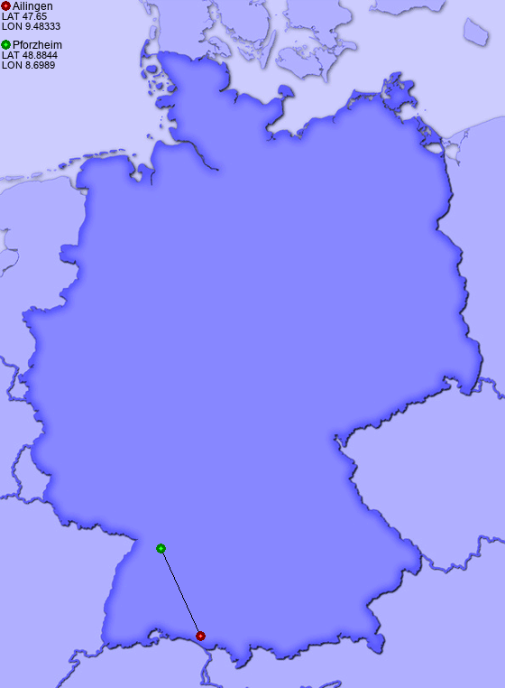 Distance from Ailingen to Pforzheim