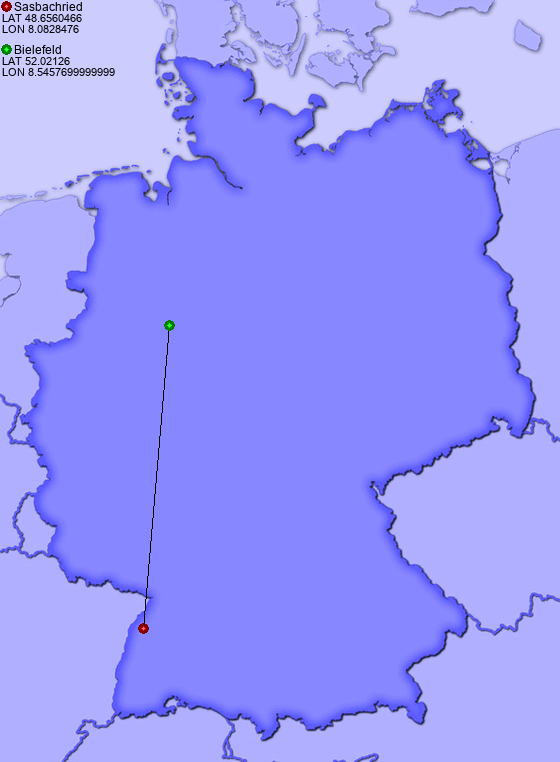 Distance from Sasbachried to Bielefeld