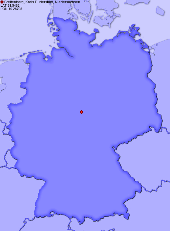 Location of Breitenberg, Kreis Duderstadt, Niedersachsen in Germany