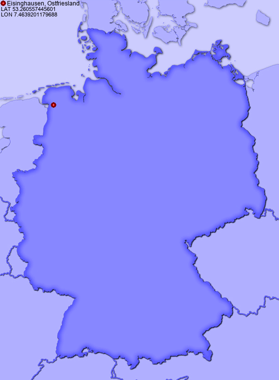 Location of Eisinghausen, Ostfriesland in Germany