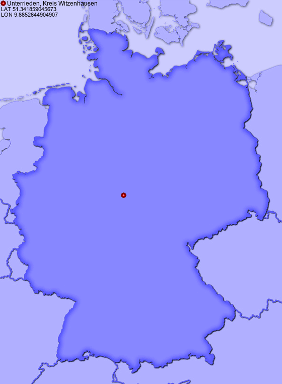 Location of Unterrieden, Kreis Witzenhausen in Germany