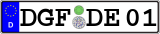 Car sign, license plate, registration number DGF