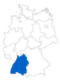 Show Federal state Baden-Wuerttemberg on the map of the federal states