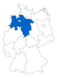 Show Federal state Lower Saxony on the map of the federal states