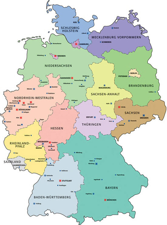Map of the German federal states