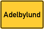 Place name sign Adelbylund