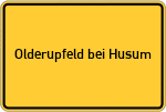 Place name sign Olderupfeld bei Husum, Nordsee