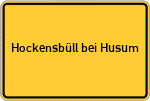 Place name sign Hockensbüll bei Husum, Nordsee