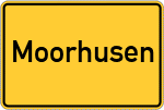 Place name sign Moorhusen, Gemeinde Neuendorf bei Elmshorn