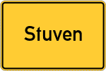 Place name sign Stuven, Holstein
