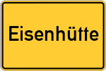 Place name sign Eisenhütte, Kreis Einbeck
