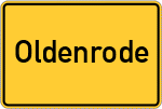 Place name sign Oldenrode, Solling